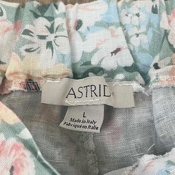 Astrid Linen Floral Wide Leg Pants Trousers Sz L Made in Italy Cottagecore - Picture 3 of 6